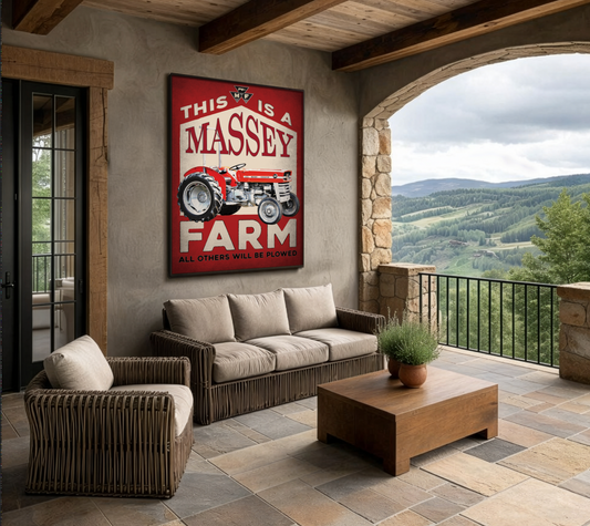 Vintage Massey Ferguson Dealership Advertisement Farm Tractor Canvas Framed Wall Art | Vintage Farm Sign