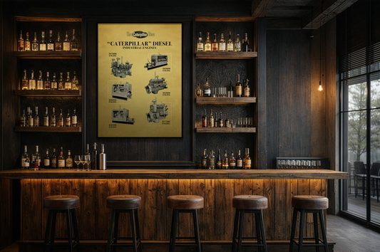 Diesel Power Engine Line Vintage Advertisement Wall Art on Canvas