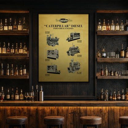 Diesel Power Engine Line Vintage Advertisement | Framed Wall Art on Canvas