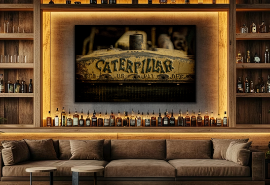Vintage Caterpillar Crawler Grill Photo Wall Art on Framed Canvas