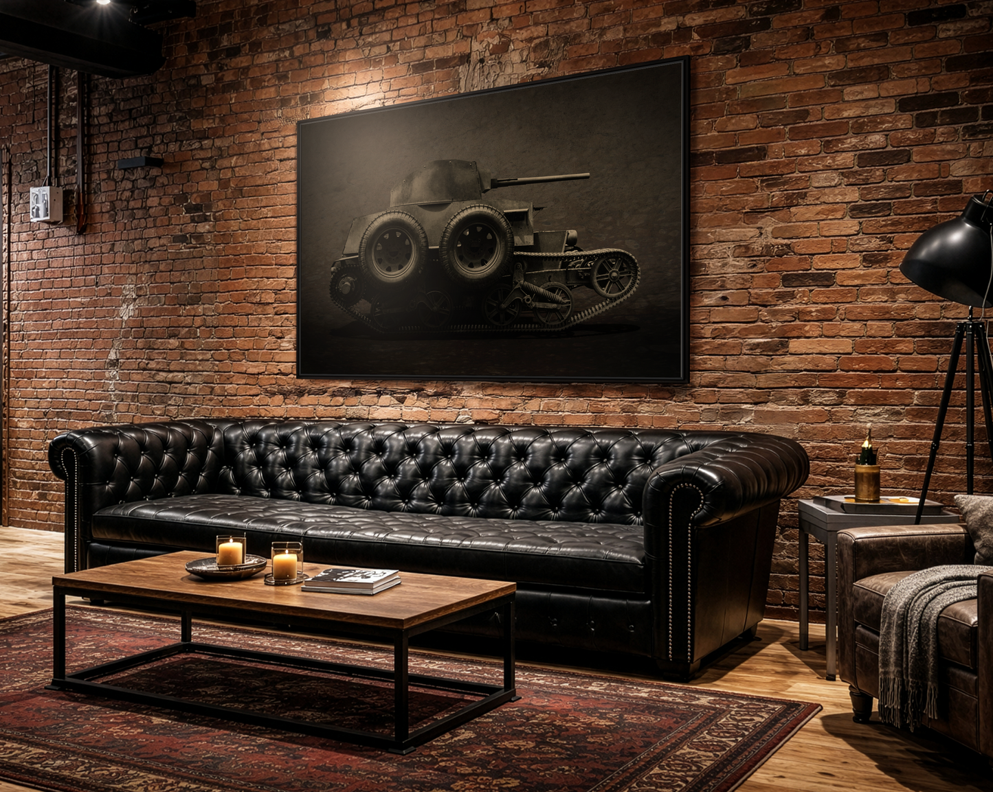 Vintage WWII  Schofield Tank Photo Art on Framed Canvas