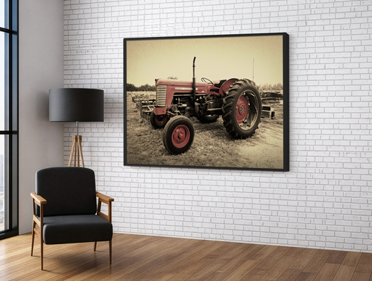 Vintage Massey MF 35 Workhorse in Field - Framed Wall Art Canvas