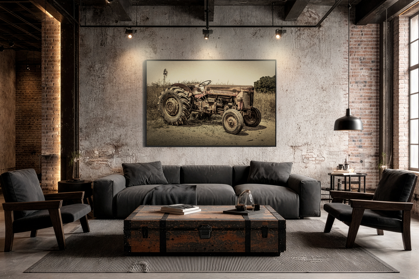 Vintage Massey Ferguson MF 35 - Framed Wall Art on Canvas