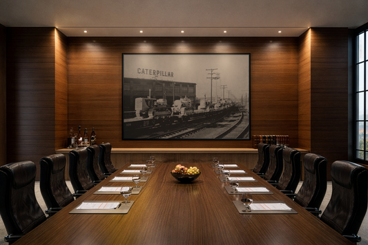 Caterpillar Track Assembly Line Framed Photo Art on Matte Canvas