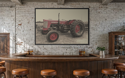 Vintage Massey MF 35 Workhorse in Field - Framed Wall Art Canvas
