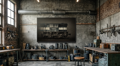Vintage Diesel Locomotive Engine Matte Canvas Framed