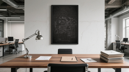 Heavy Equipment Engine Schematic Drawing – Framed Wall Art on Canvas