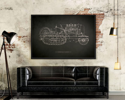 Vintage HOLT Tractor Patent Drawing Industrial Artwork | Framed Wall Art on Stretched Canvas