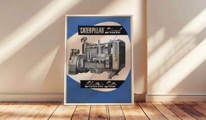 Diesel Electric Generator Vintage Dealership Sign on Framed  Matte Canvas