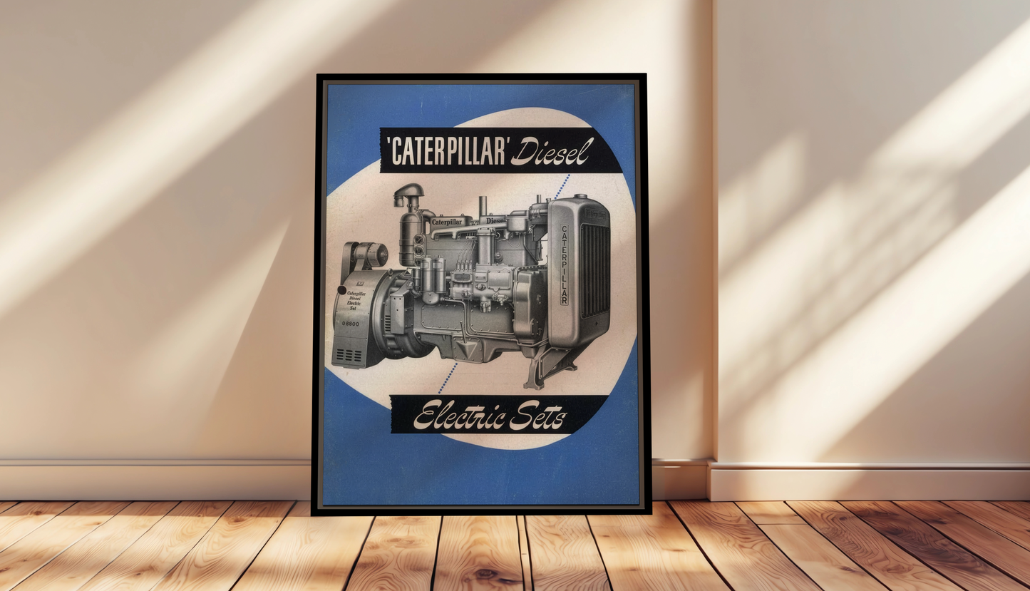 Diesel Electric Generator Vintage Dealership Sign on Framed  Matte Canvas