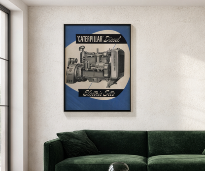 Diesel Electric Generator Vintage Dealership Sign on Framed  Matte Canvas