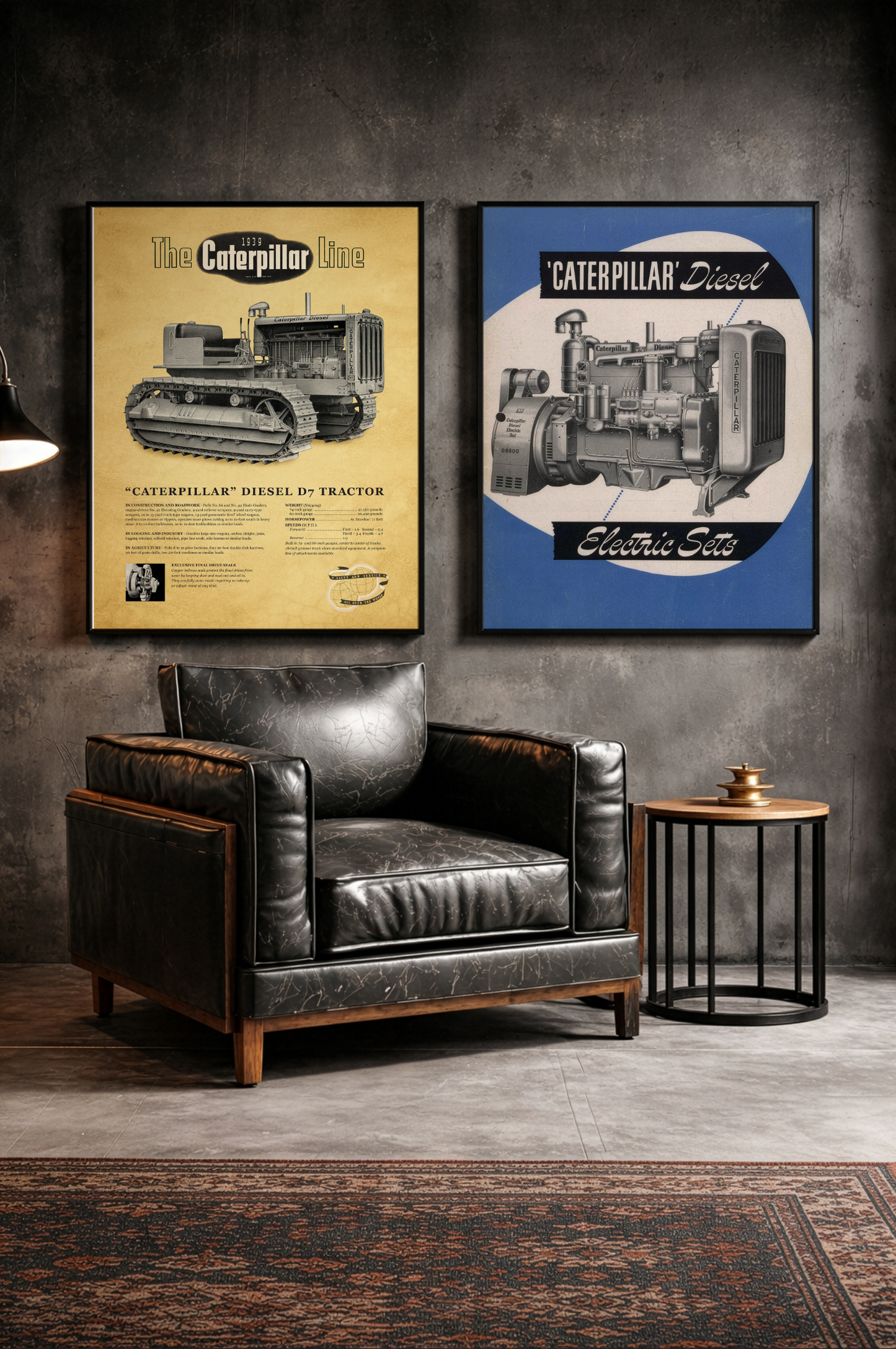 Diesel Electric Generator Vintage Dealership Sign on Framed  Matte Canvas
