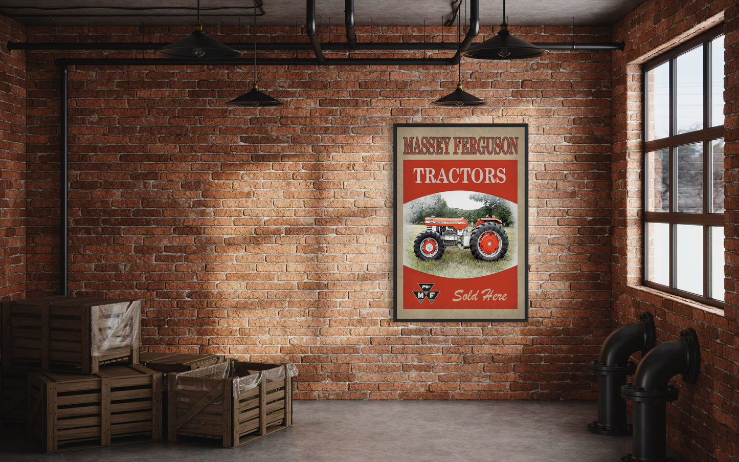 Massey Tractors Sold Here Vintage Advertisement Wall Art on Framed Canvas