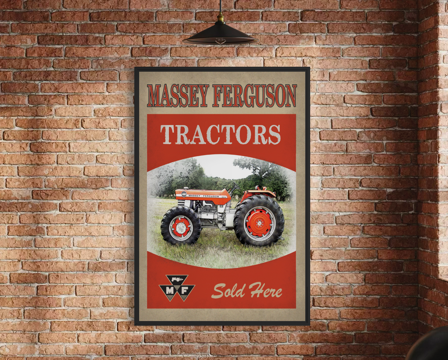 Massey Tractors Sold Here Vintage Advertisement Wall Art on Framed Canvas
