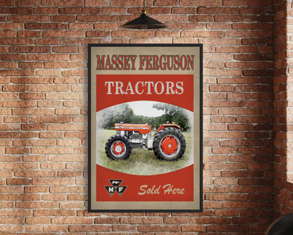 Massey Tractors Sold Here Vintage Advertisement Wall Art on Framed Canvas