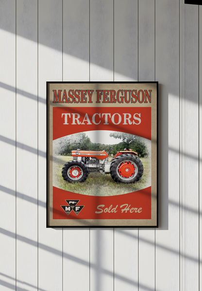 Massey Tractors Sold Here Vintage Advertisement Wall Art on Framed Canvas