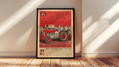 Massey 25 Demonstration Day Vintage Dealer Sign, Framed Wall Art on Canvas