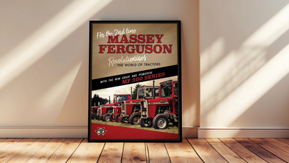 Massey Ferguson MF500 Revolution Vintage Advertisement  Framed Wall Art on Canvas | Vintage Farm Sign
