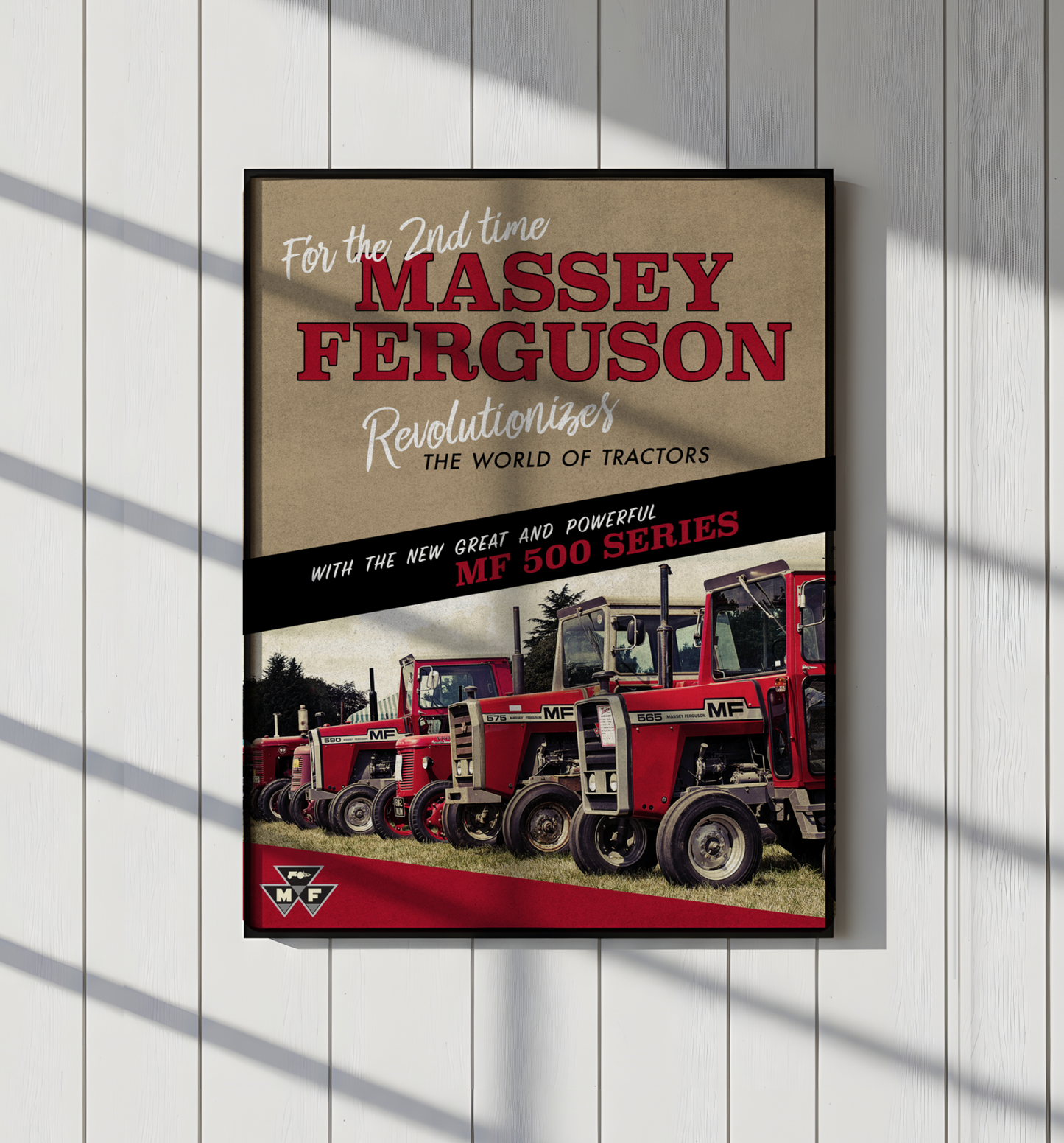 Massey Ferguson MF500 Revolution Vintage Advertisement  Framed Wall Art on Canvas | Vintage Farm Sign