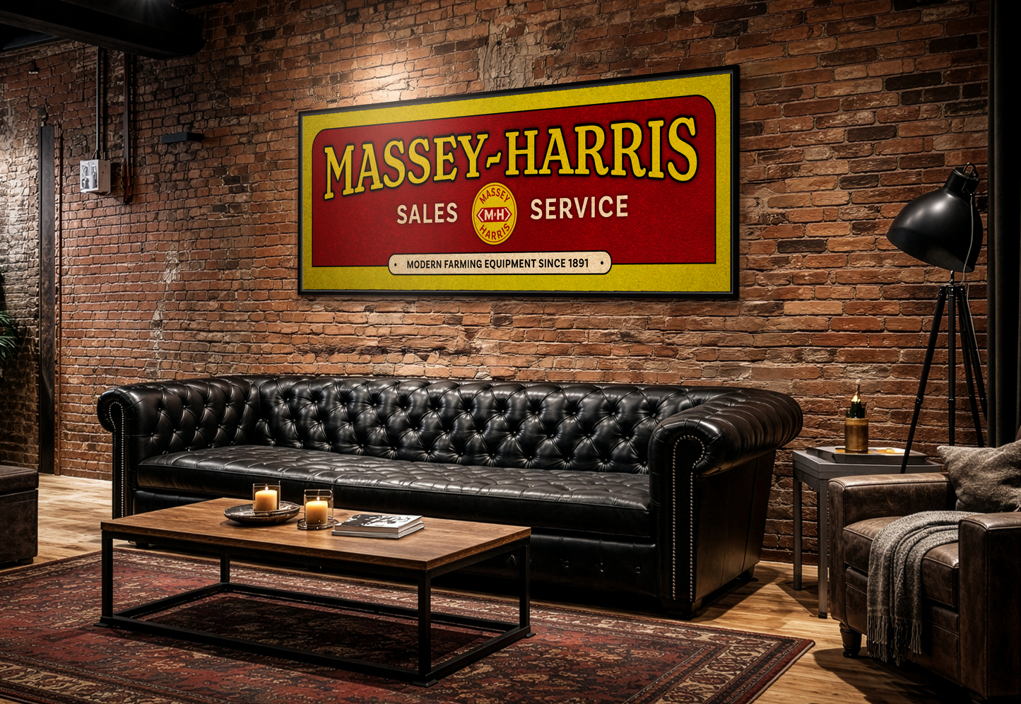 Vintage Massey Harris Dealership Sign | Framed Wall Art on Stretched Canvas