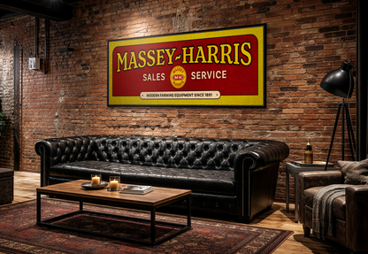 Vintage Massey Harris Dealership Sign | Framed Wall Art on Stretched Canvas