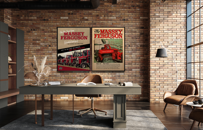 Massey Ferguson Tractor Poster Matte Canvas Framed | Vintage Farm Machinery Print