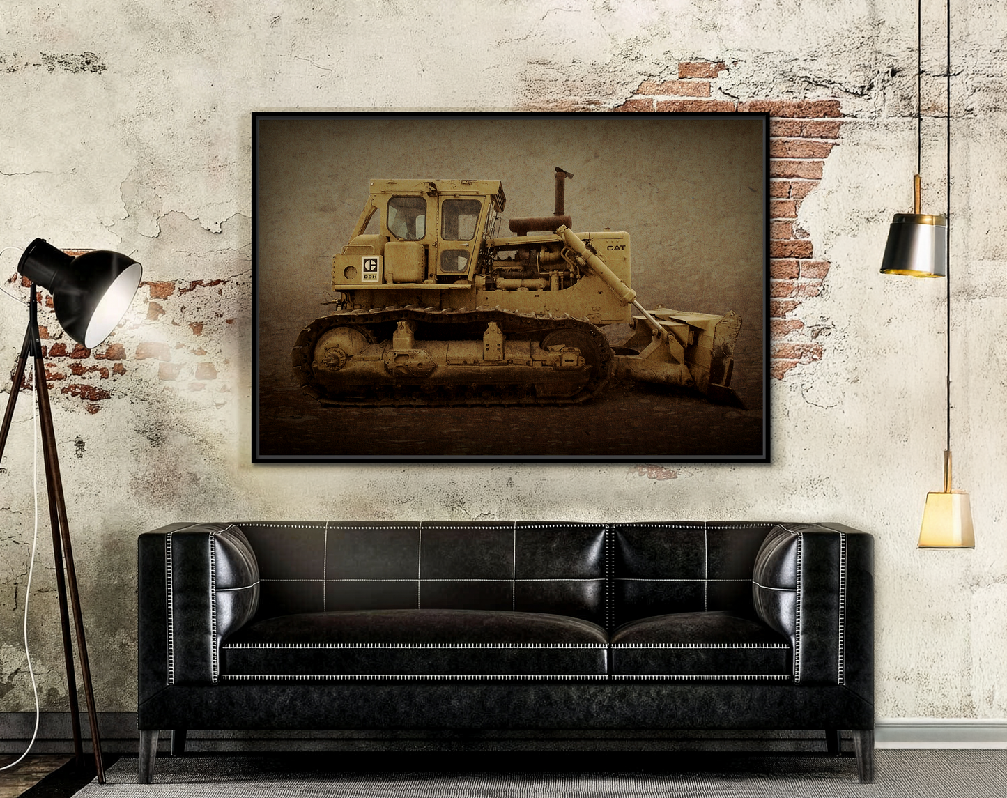 Classic D9H Dozer Photo Wall Art on Framed Canvas | Industrial Artwork