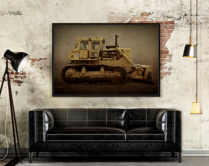 Classic D9H Dozer Photo Wall Art on Framed Canvas | Industrial Artwork