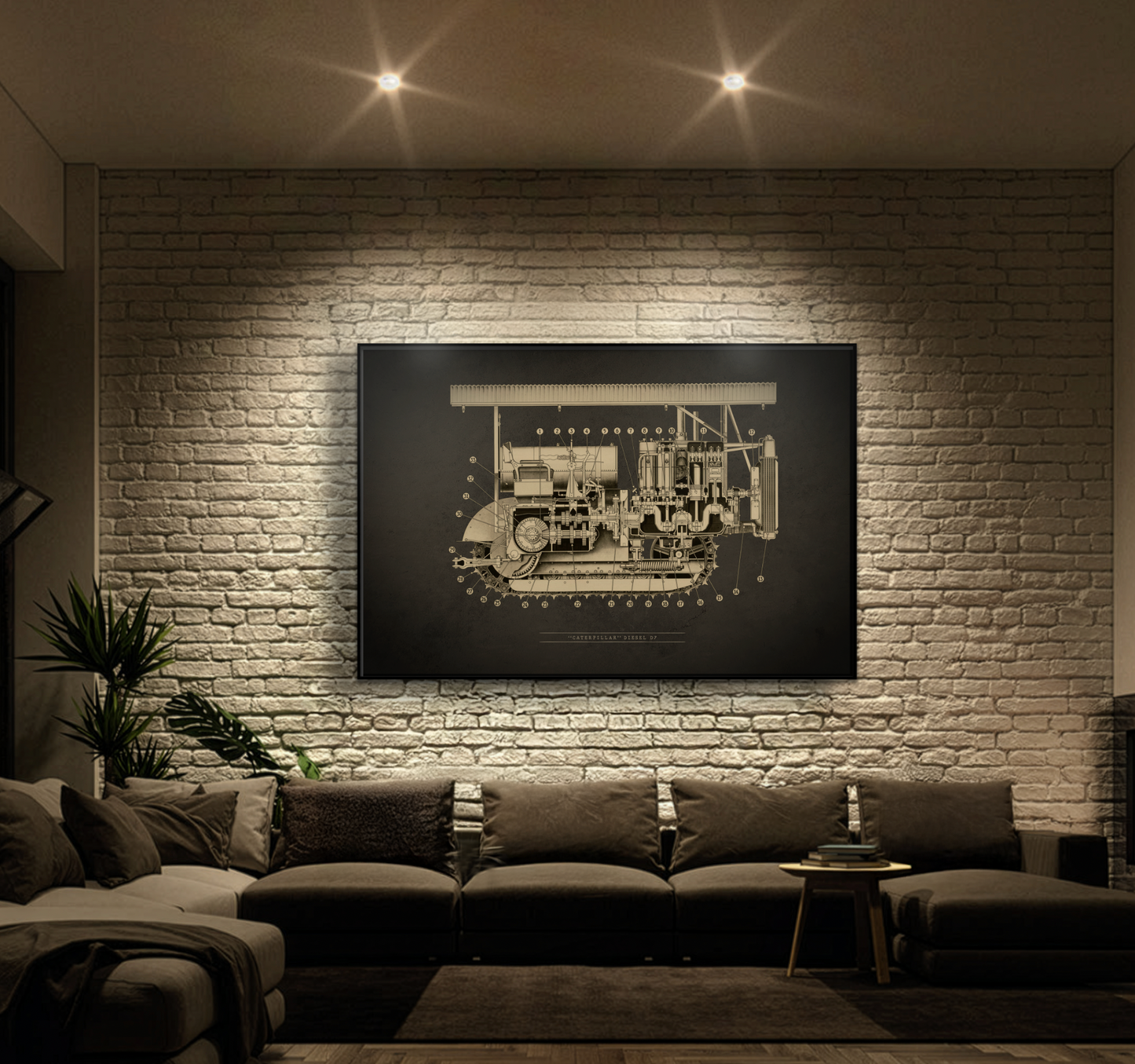 Vintage D7 Crawler Cutaway | Framed Wall Art on Matte Canvas