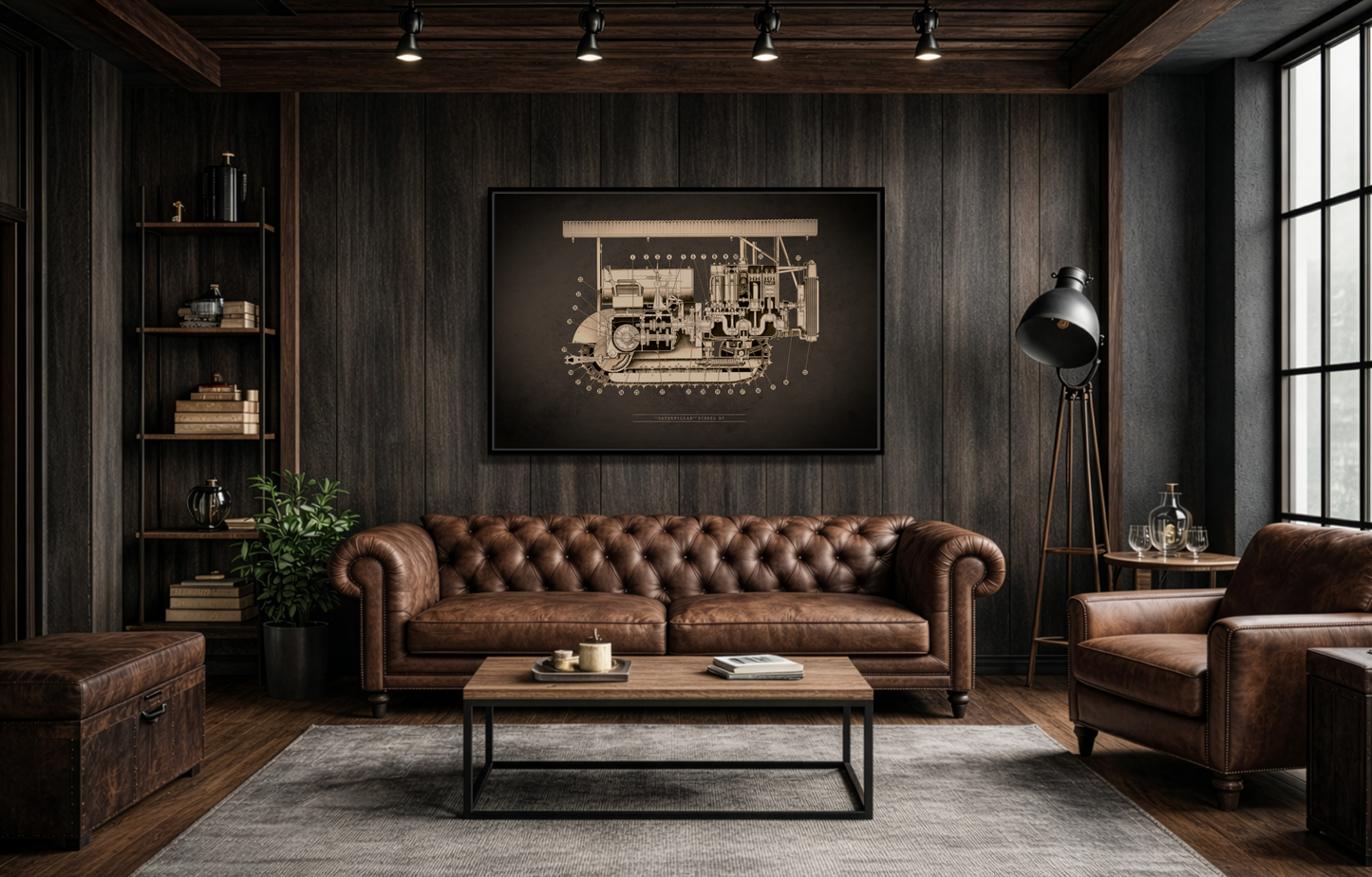 Vintage D7 Crawler Cutaway | Framed Wall Art on Matte Canvas