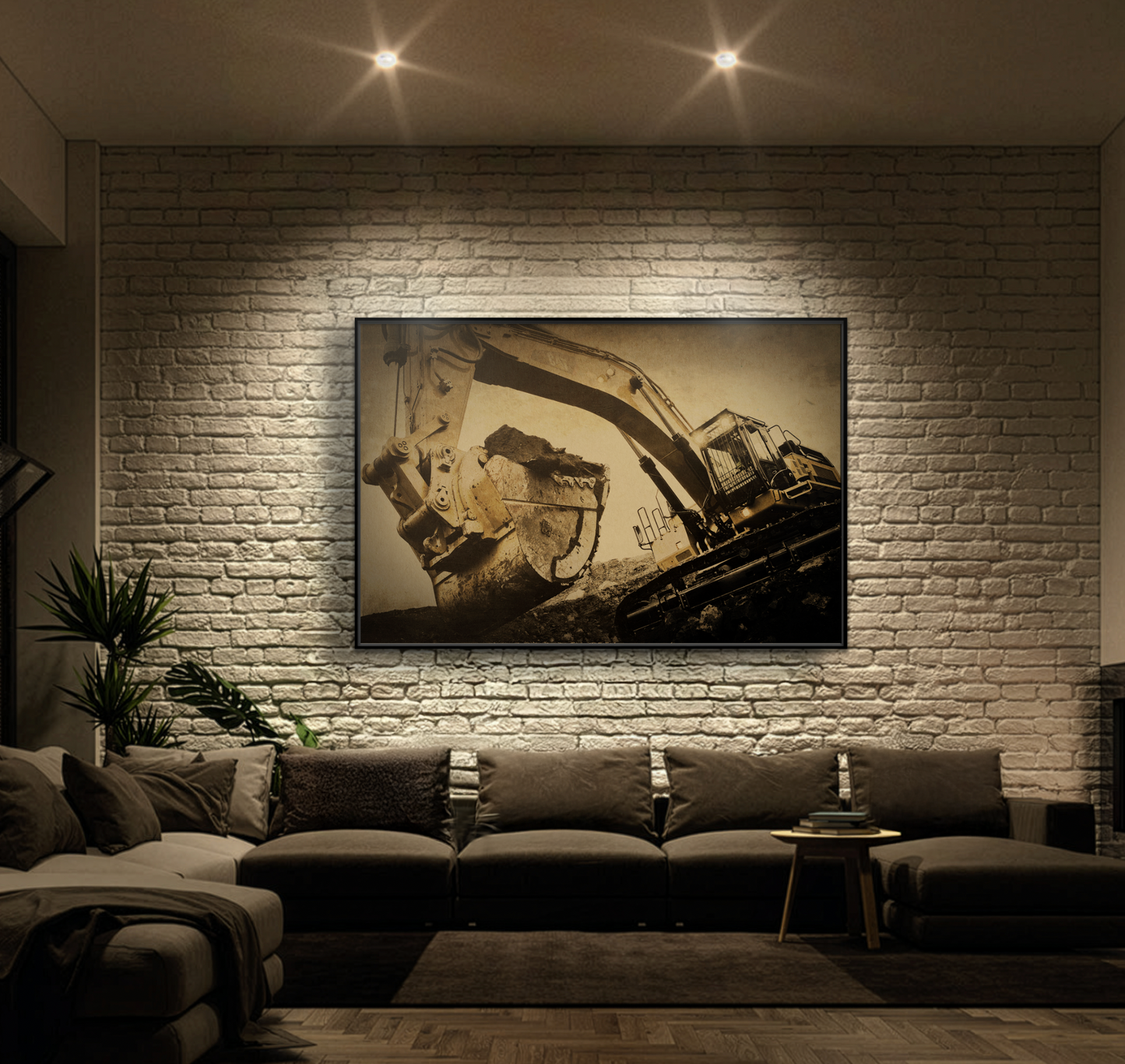Reaching for Rocks Excavator  | Photo Art on Framed Canvas
