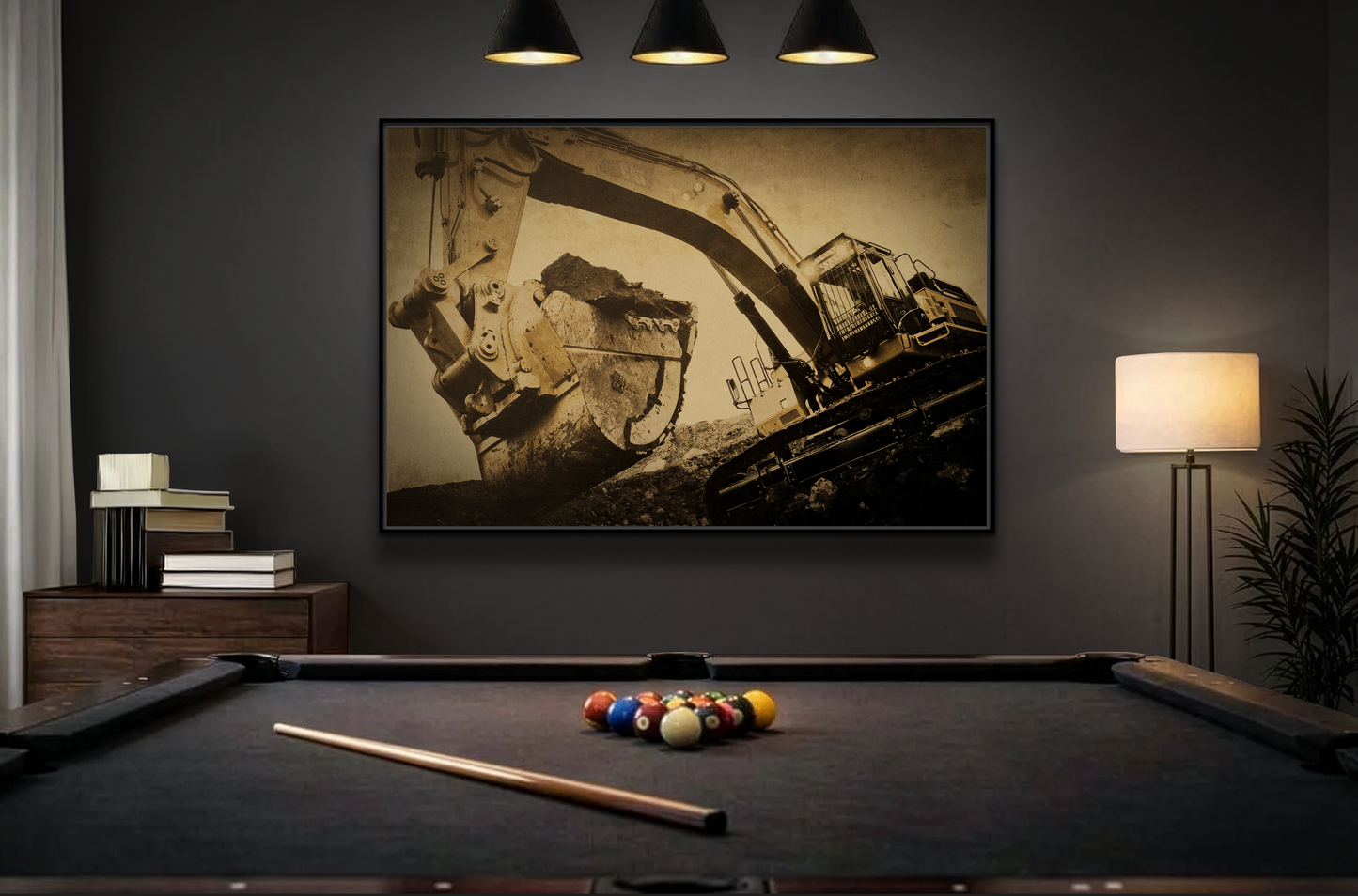Reaching for Rocks Excavator  | Photo Art on Framed Canvas