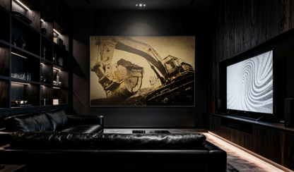 Reaching for Rocks Excavator  | Photo Art on Framed Canvas