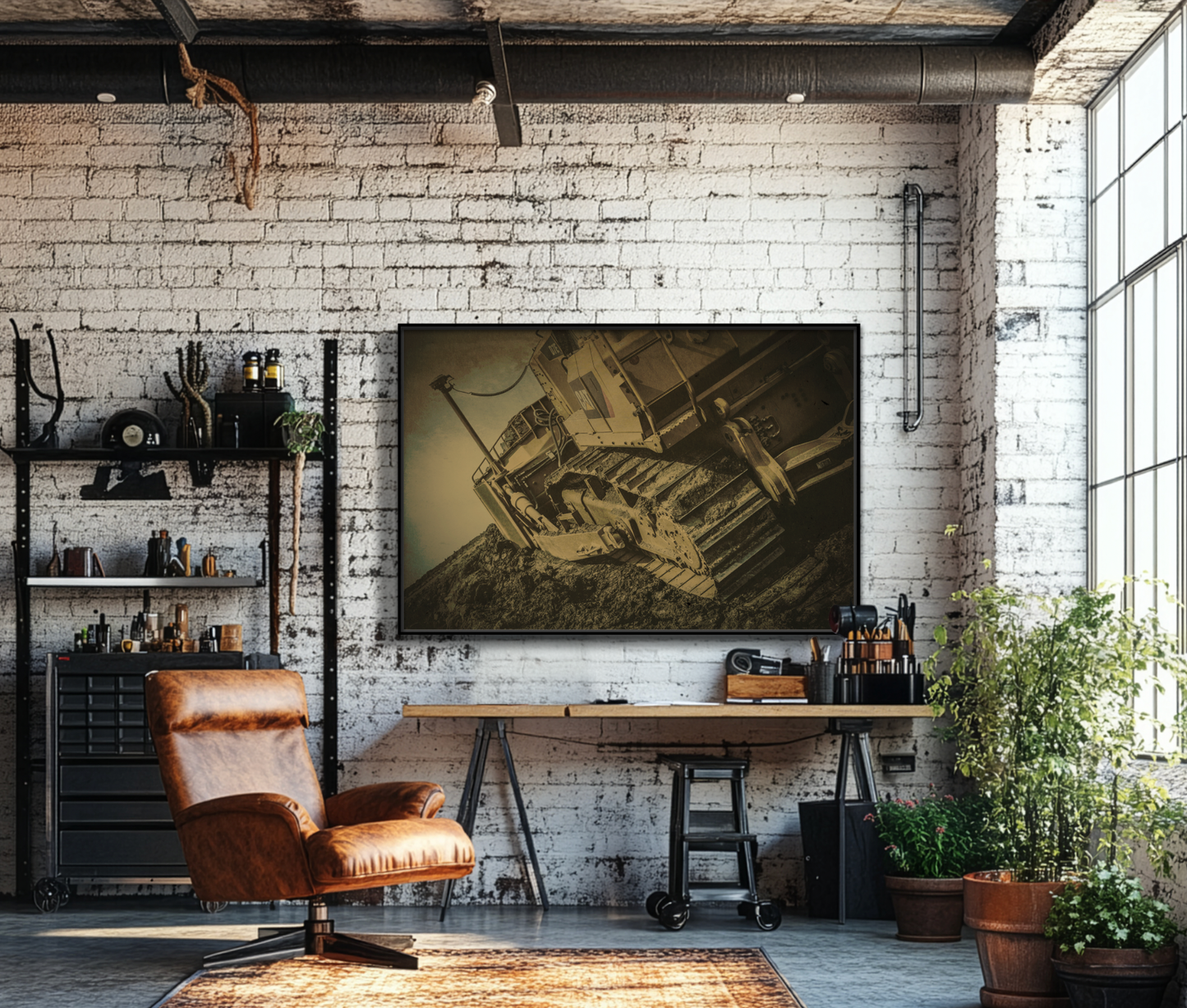 D7E Pushing Incline  | Photo Art on Framed Canvas