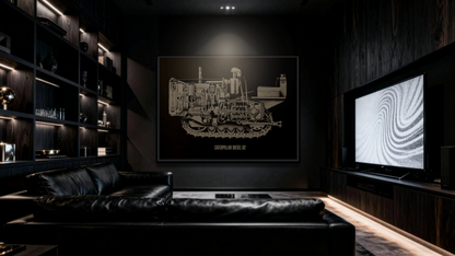 Vintage Caterpillar D2 Cutaway Drawing | Framed Wall Art on Stretched Canvas