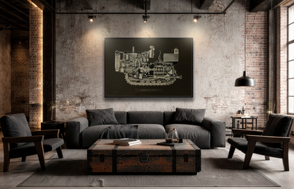 Vintage D4Tractor Crawler Cutaway Drawing | Framed Wall Art on Canvas