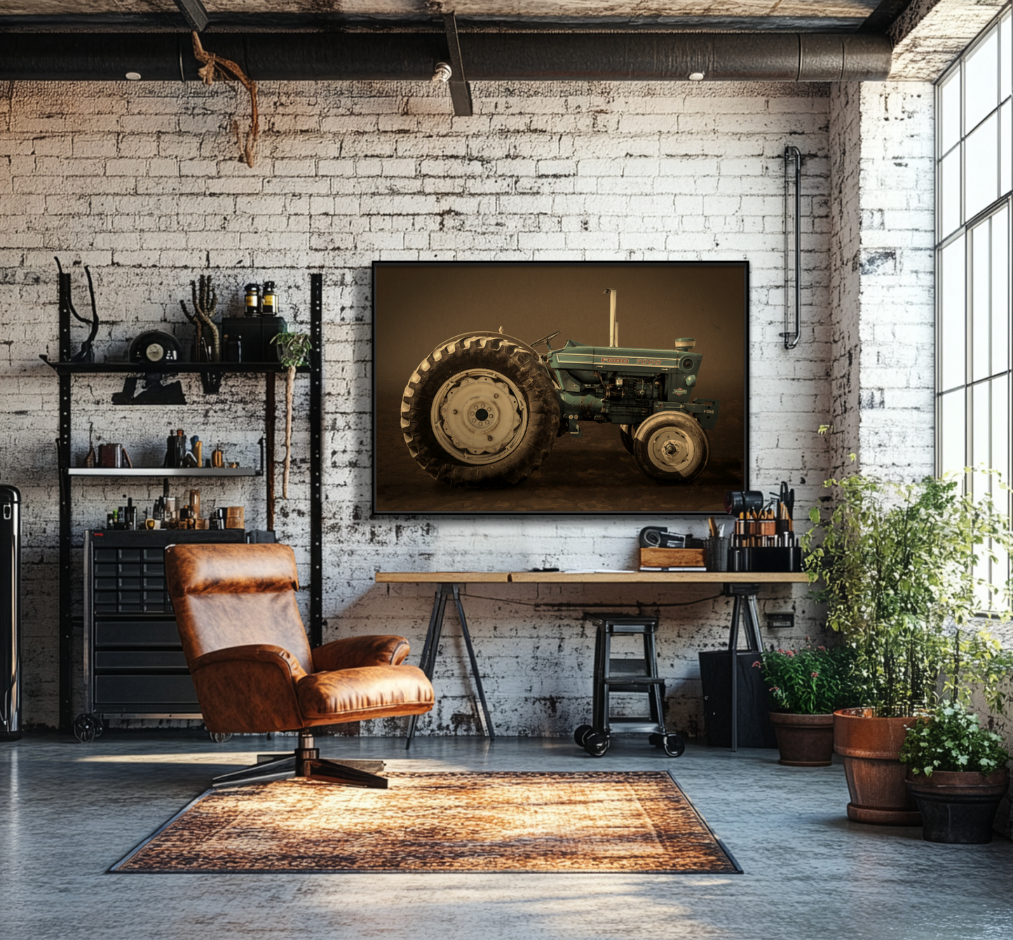 Classic Ford 7000 Tractor Photo Wall Art | Framed Stretched Canvas