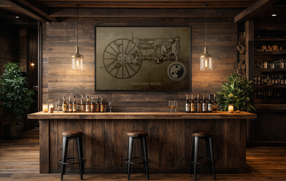 Vintage Farmall F-12 Mechanical Drawing | Framed Wall Art on Canvas