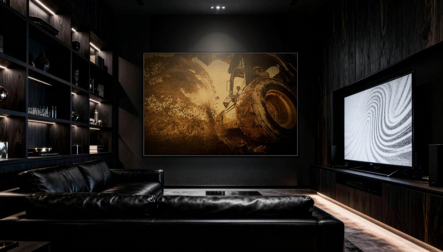 Boring Skid Steer Action | Framed Photo Wall Art on Canvas