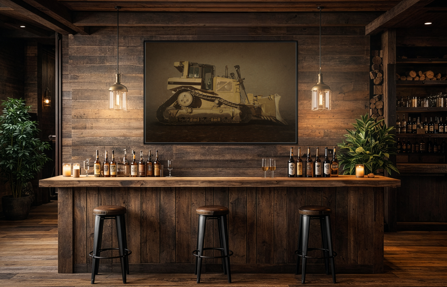 D8 Classic 90's Dozer | Framed Wall Art on Stretched Canvas