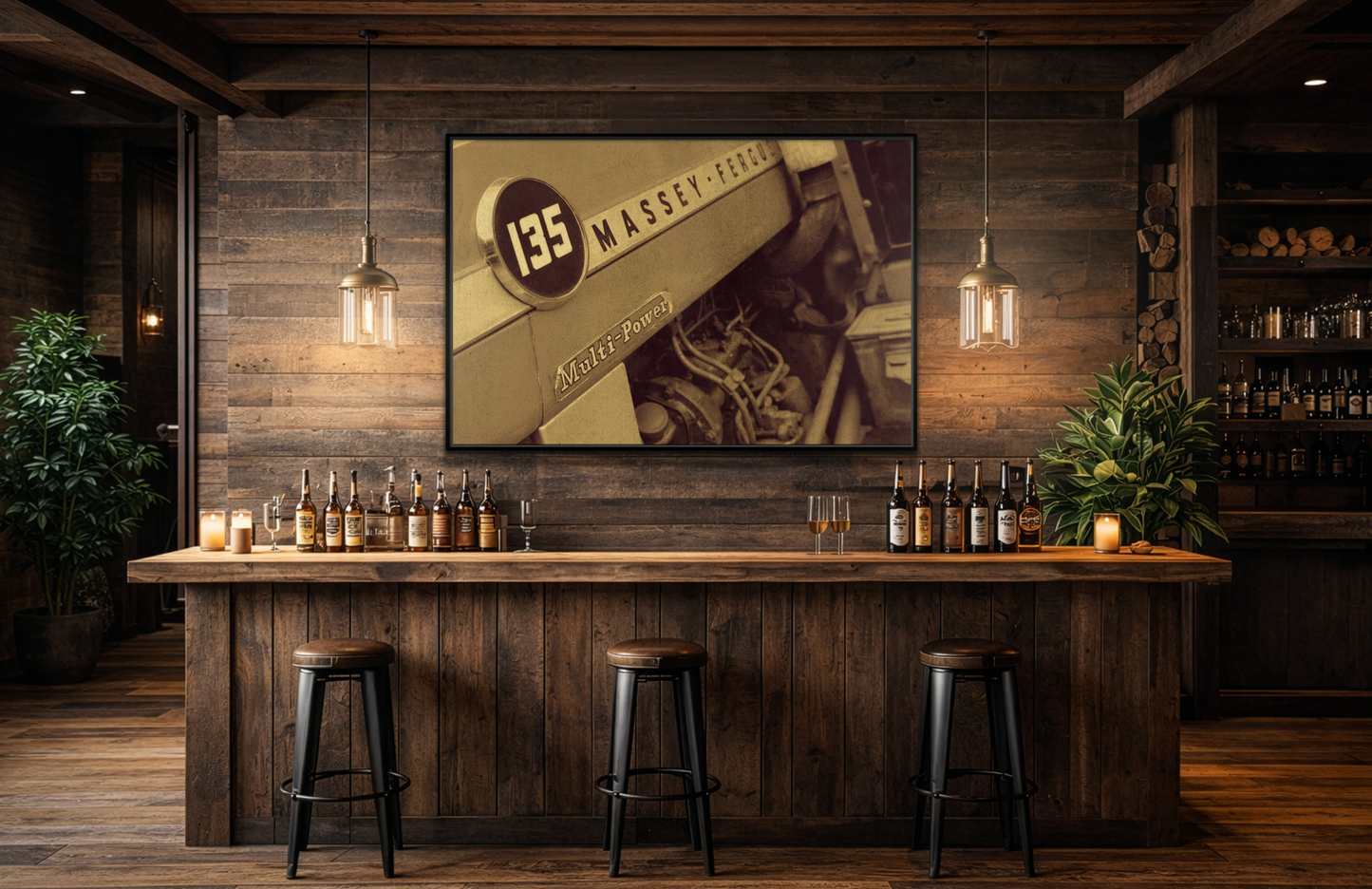 Vintage Massey 135 Close Up | Framed Wall Art on Stretched Canvas