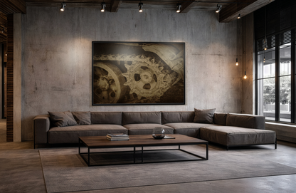 Treaded Tracks Close Up | Framed Wall Art on Stretched Canvas
