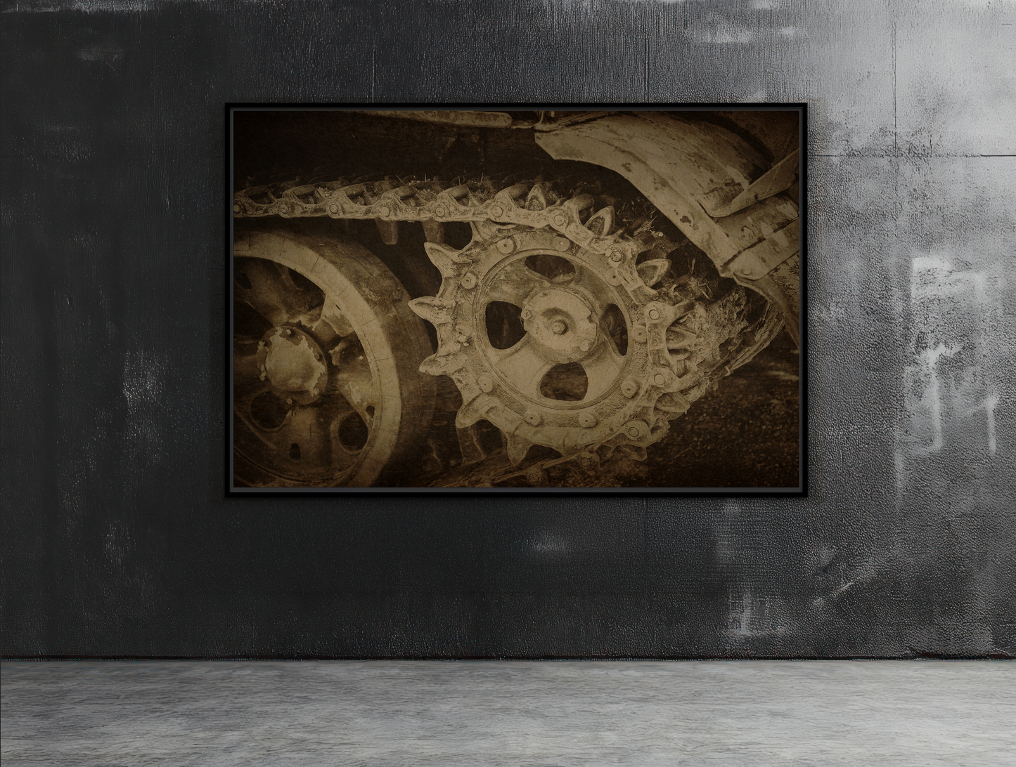 Treaded Tracks Close Up | Framed Wall Art on Stretched Canvas