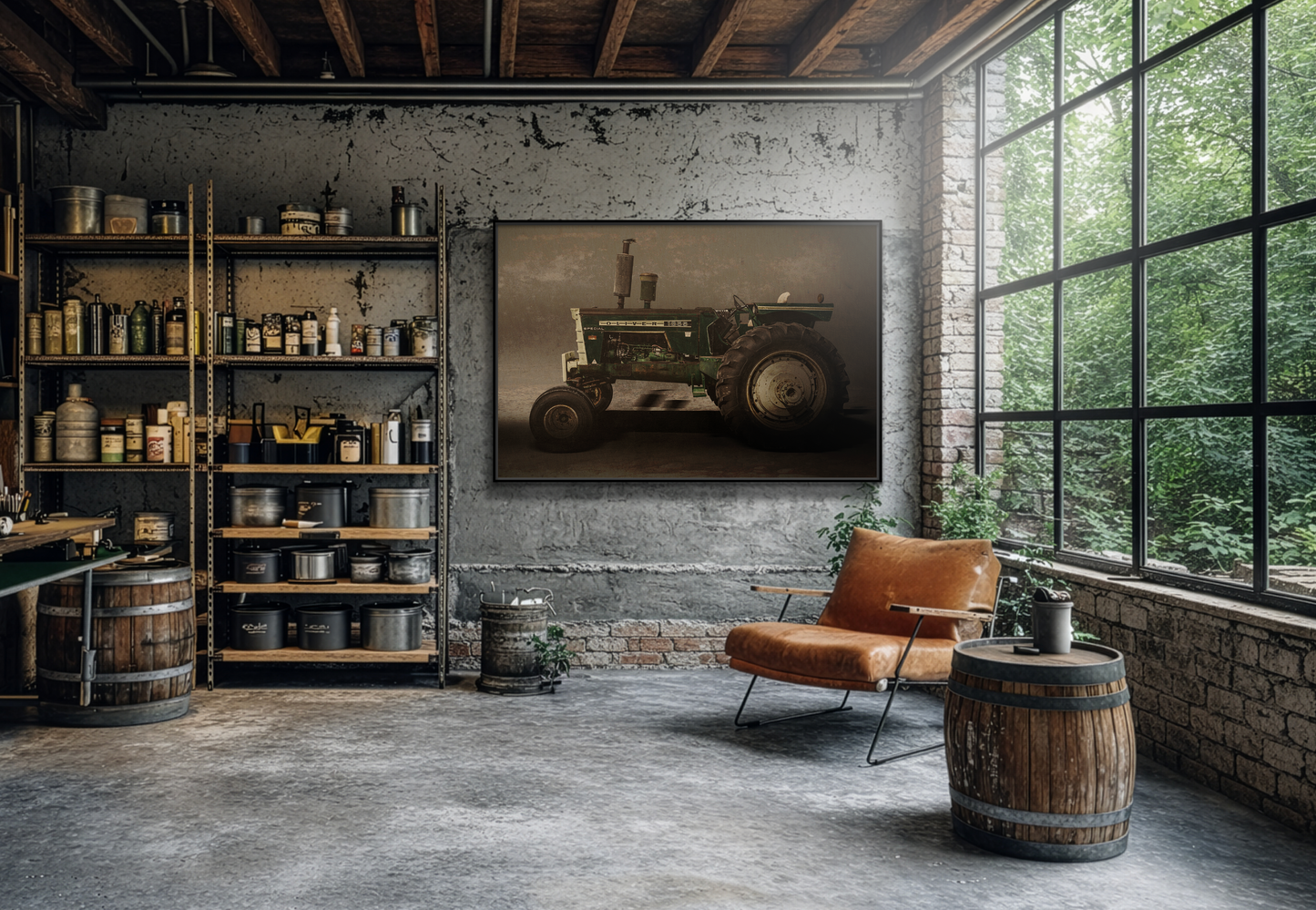Classic Oliver 1855 Tractor | Framed Wall Art on Stretched Canvas