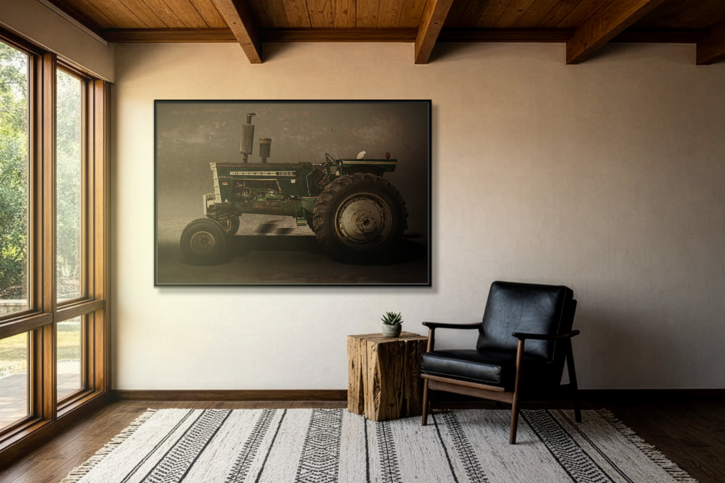 Classic Oliver 1855 Tractor | Framed Wall Art on Stretched Canvas