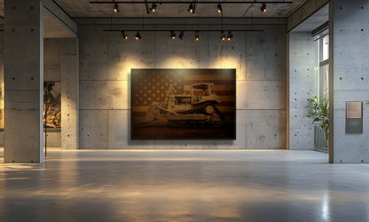 Patriotic D8N Classic Dozer | Framed Wall Art on Stretched Canvas