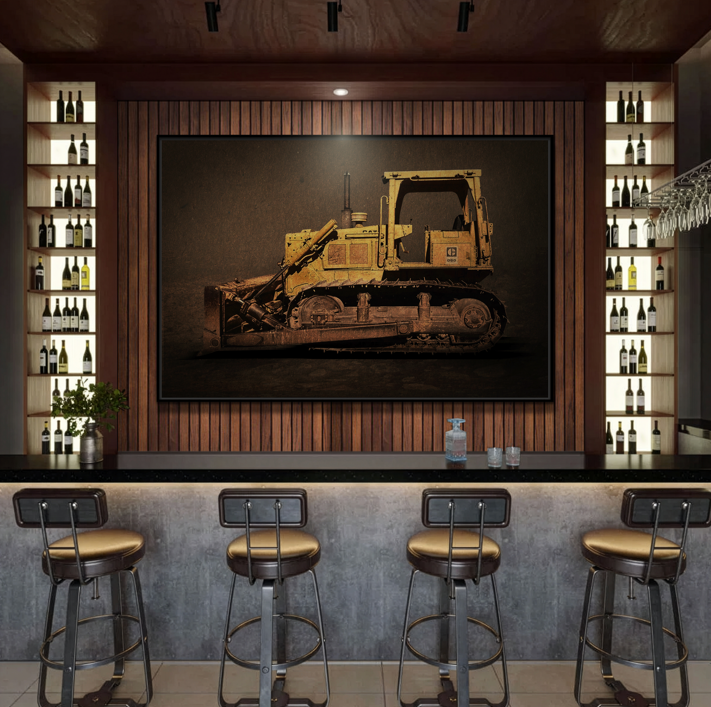 Classic D6D Dozer | Framed Wall Art on Stretched Canvas