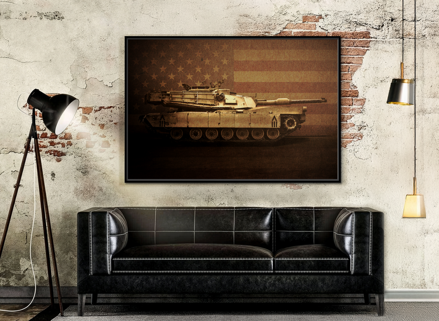Patriotic Abrams M1 Tank | Framed Wall Art on Stretched Canvas