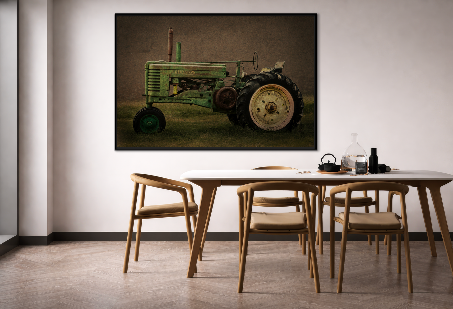 Vintage Weathered John Deere Model G | Framed Wall Art on Stretched Canvas