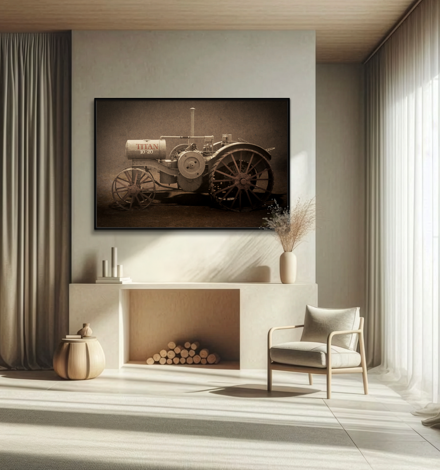 Vintage International Titan 10-20 Tractor | Framed Wall Art on Stretched Canvas